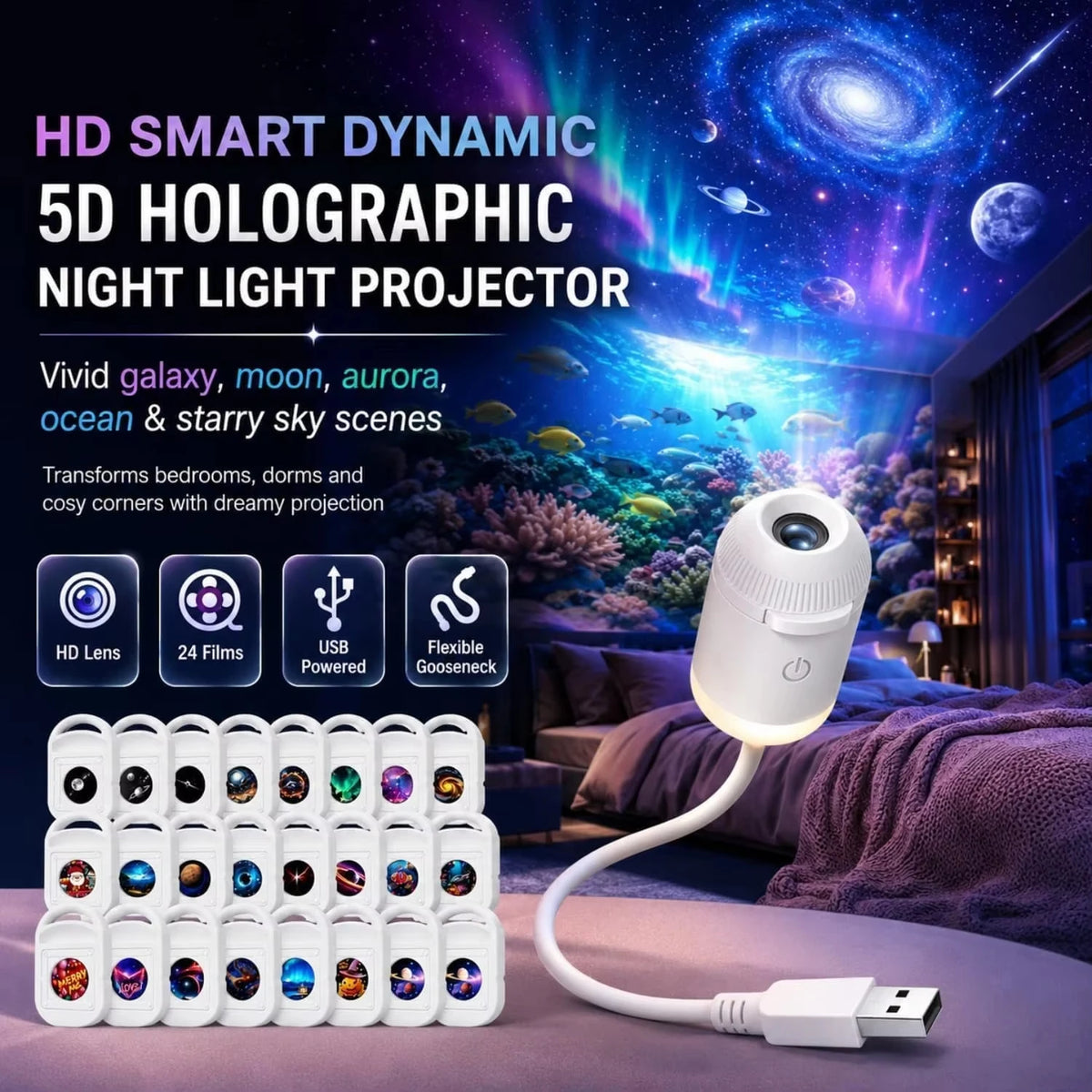 5D Galaxy Projector -6Pcs Film
